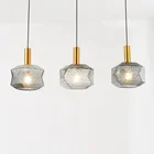 three lights cooper gold brass plated stained glass stone geometric water drop unique usa pendant lamp