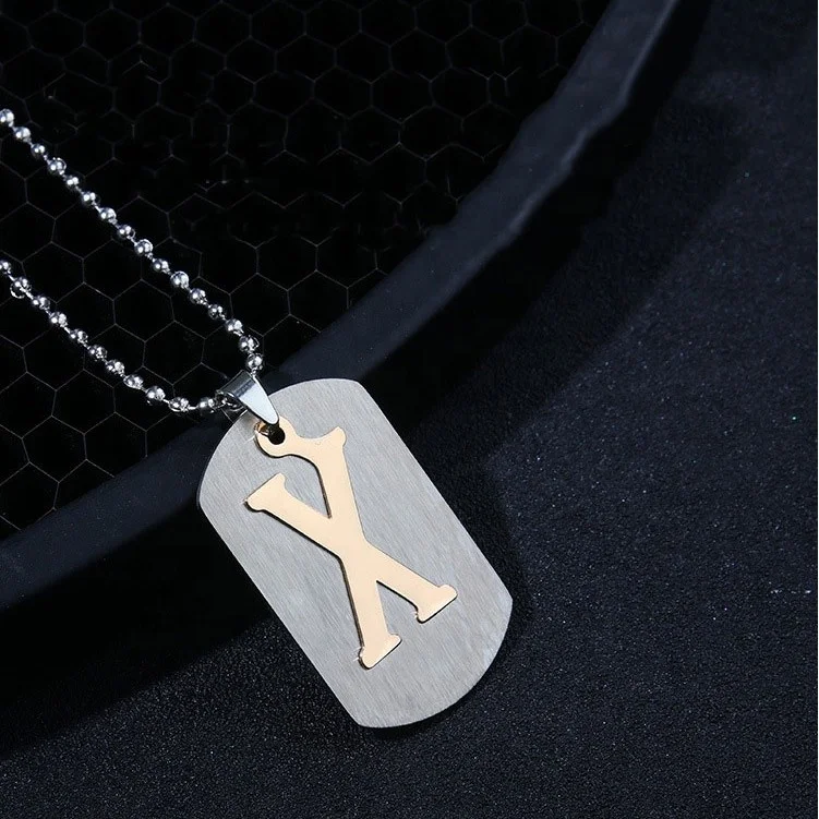 26 letter necklace alphabet contracted high polished stainless steel men necklace chain, Gold/ silver/ black
26 letter necklace alphabet contracted high polished stainless steel men necklace chain, Gold/ silver/ black