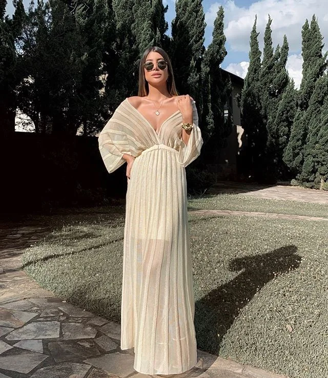 New Style 2021 Summer Women's Casual Maxi Dress V-neck Cape Sleeve Slim Girl's Dress
New Style 2021 Summer Women's Casual Maxi Dress V-neck Cape Sleeve Slim Girl's Dress