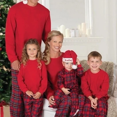 Xmas matching red plaid christmas pyjamas men kids matching sleep outfits, Customized color
Xmas matching red plaid christmas pyjamas men kids matching sleep outfits, Customized color