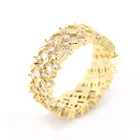Wholesale Price Micro Pave Cubic Zirconia White Stone Rings Jewelry Unisex Gorgeous Gold Plated Ring
