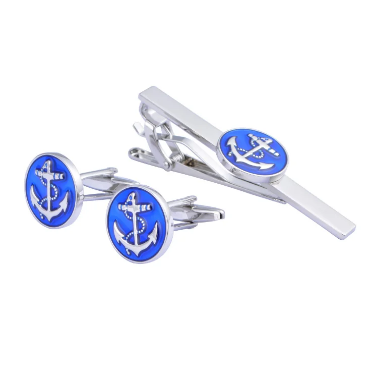 Wholesale Black Blue Golden Anchor Enamel Cufflinks and Tie Clip Set, Golden silver color
Wholesale Black Blue Golden Anchor Enamel Cufflinks and Tie Clip Set, Golden silver color