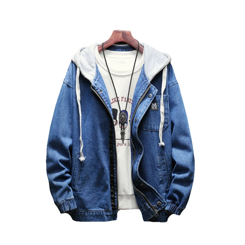 The fall's new men's denim hoodie jacket is hip and hip and the pair's coat is oversized and loose-fitting
The fall's new men's denim hoodie jacket is hip and hip and the pair's coat is oversized and loose-fitting