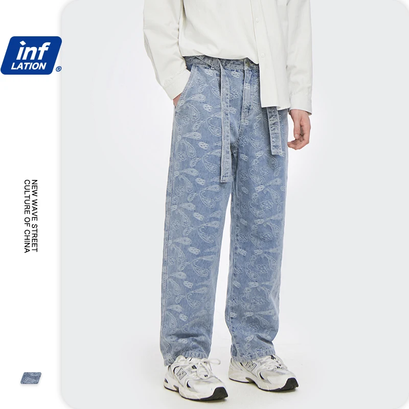 INFLATION Autumn High Street Loose Straight Jeans With Belt Men Print Streetwear Denim Mens Jeans, Blue
INFLATION Autumn High Street Loose Straight Jeans With Belt Men Print Streetwear Denim Mens Jeans, Blue