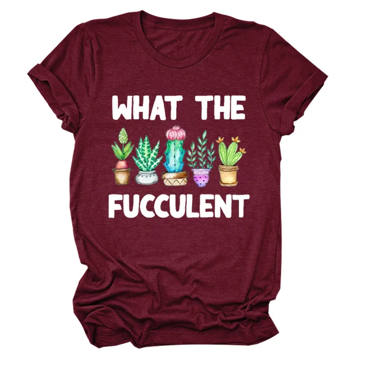 2021 women's top what the fucculent letters loose short sleeve t-shirt, Picture showed
2021 women's top what the fucculent letters loose short sleeve t-shirt, Picture showed