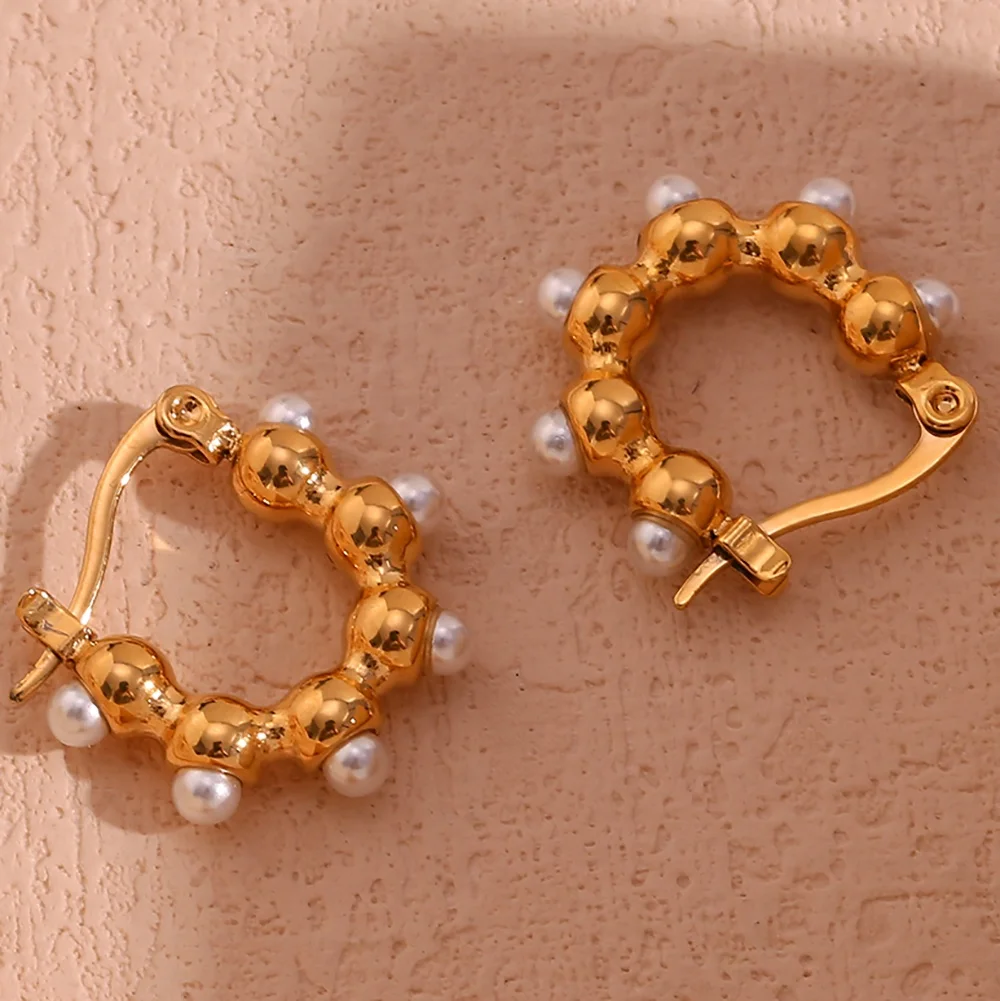 Dainty Jewelry PVD Gold Plated Pearl Earring Tarnish Free Waterproof Stainless Steel Hoop Earrings
Dainty Jewelry PVD Gold Plated Pearl Earring Tarnish Free Waterproof Stainless Steel Hoop Earrings