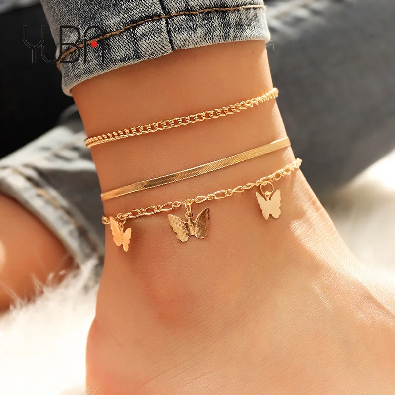 Hot Sale 3pcs/Set Layer Chain Butterfly Bracelets Gold Plated Snake Chain Ankle Bracelet Set For Women Jewelry
Hot Sale 3pcs/Set Layer Chain Butterfly Bracelets Gold Plated Snake Chain Ankle Bracelet Set For Women Jewelry
