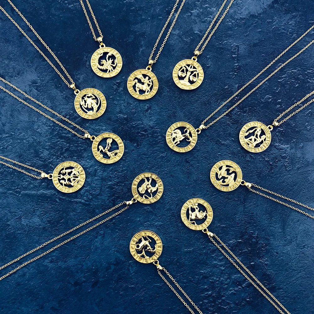 Wholesale Vintage Style Simple Design 14k Gold Plated Small Round Pendent Zodiac Necklace, 12 colors
Wholesale Vintage Style Simple Design 14k Gold Plated Small Round Pendent Zodiac Necklace, 12 colors
