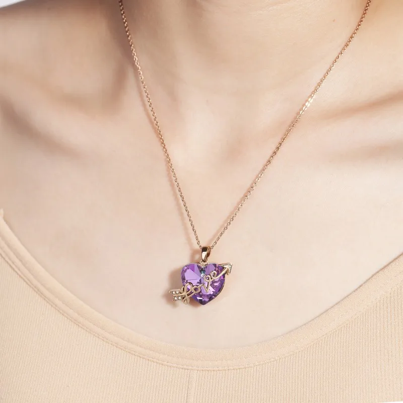 KN16C Fashion Jewelry Rose Gold Chain Zirconia Purple Heart Pendant Necklace Women Love Crystal Necklace
KN16C Fashion Jewelry Rose Gold Chain Zirconia Purple Heart Pendant Necklace Women Love Crystal Necklace