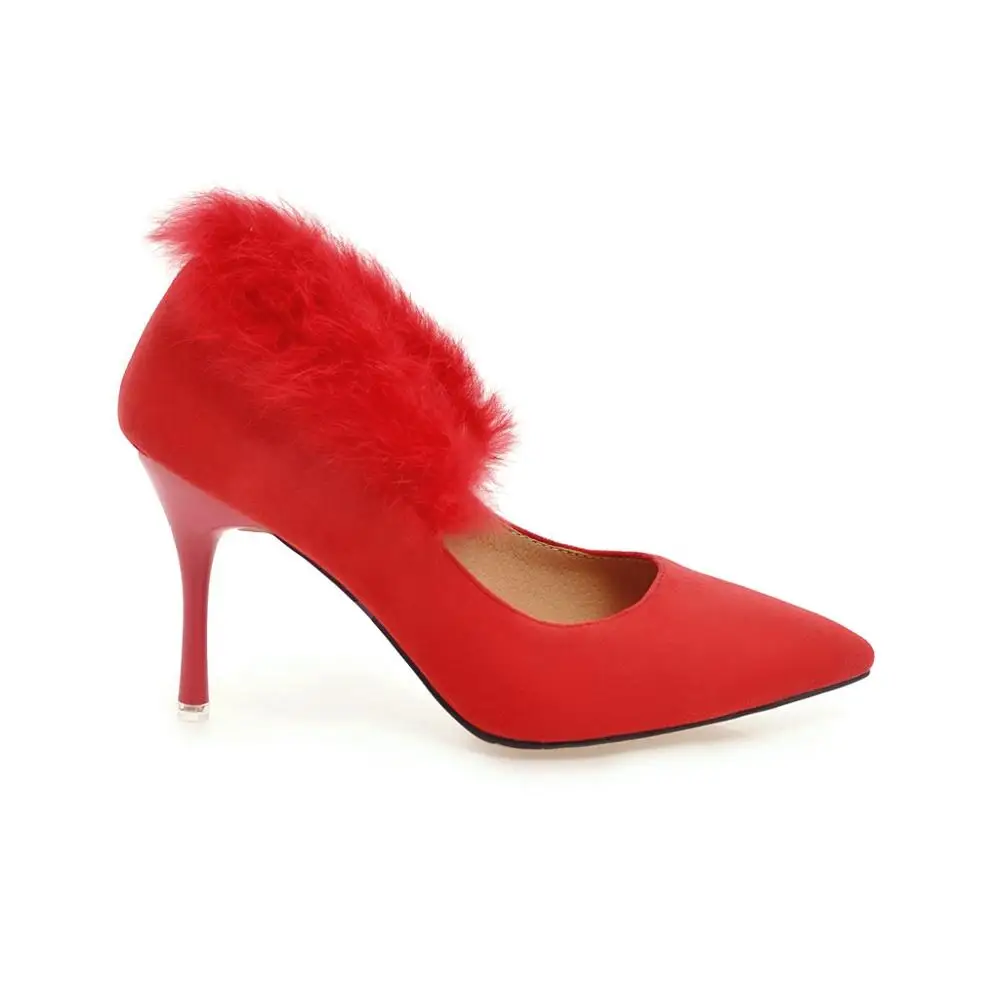 Elegant Pointed Toe Slip Fur Women Stiletto high Heels Pumps Spring Autumn Court Shoes For Ladies
Elegant Pointed Toe Slip Fur Women Stiletto high Heels Pumps Spring Autumn Court Shoes For Ladies