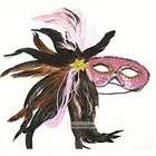 Pretty Mardi Gras Halloween Costume Pink Sequin Party Feather Eyes Masks