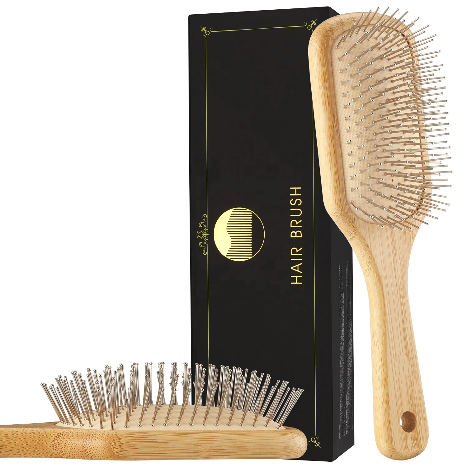 Detangling hair brush custom logo easy to hold for salon or travel steel bristle wood handle bamboo brush hair, Natural color
Detangling hair brush custom logo easy to hold for salon or travel steel bristle wood handle bamboo brush hair, Natural color