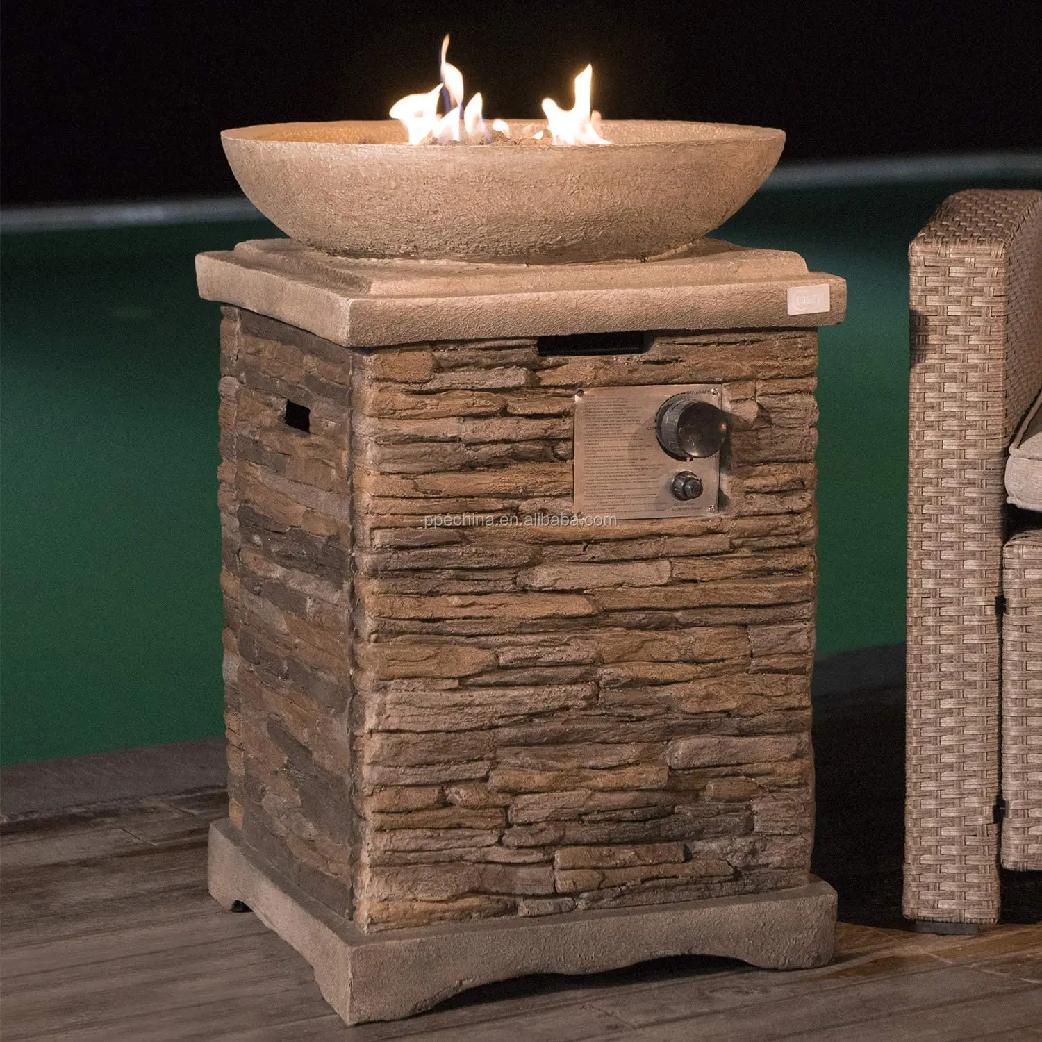 Standing outdoor gas stove stone heating fireplace fire pits
