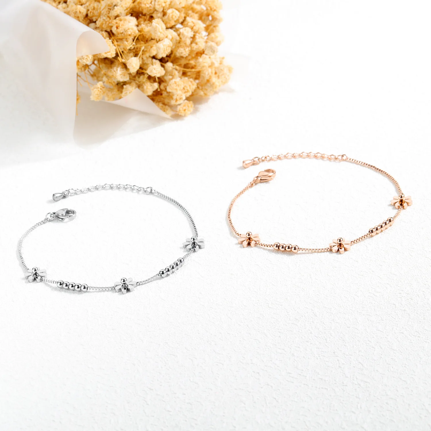 Jessy Dropshipping Party Jewelry Designer Charms Bracelets Stainless Steel Flower Bead Women Bracelets, Rose gold
Jessy Dropshipping Party Jewelry Designer Charms Bracelets Stainless Steel Flower Bead Women Bracelets, Rose gold