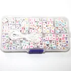 Toys DIY Plastic Set 6*6mm Cube Beads White Number Colorful Number Bracelet Number Charms Include Free Elastic Rope