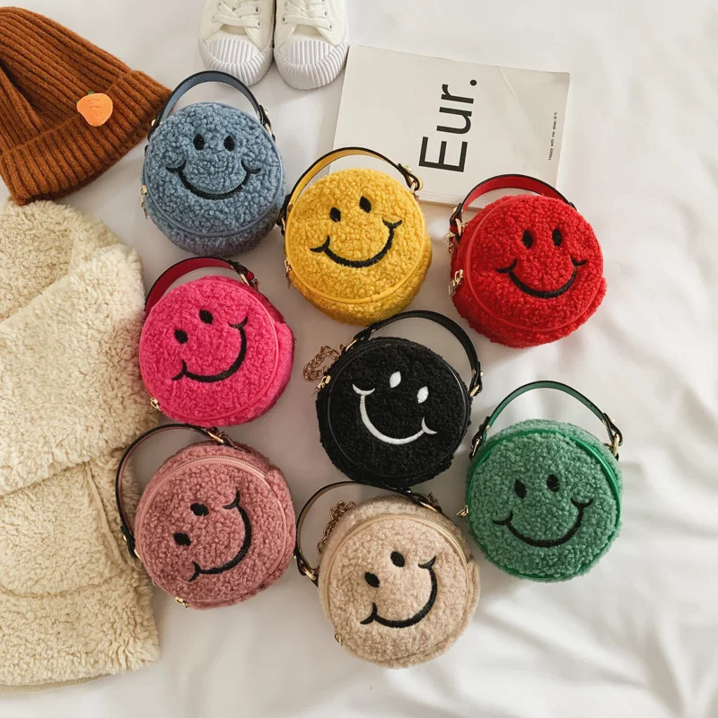 

Twinkle Cartoon Mini Cute Plush Smiley Pattern One-shoulder Messenger Bag Fashion Kids Handbags Crossbody Bag for Toddler Girl