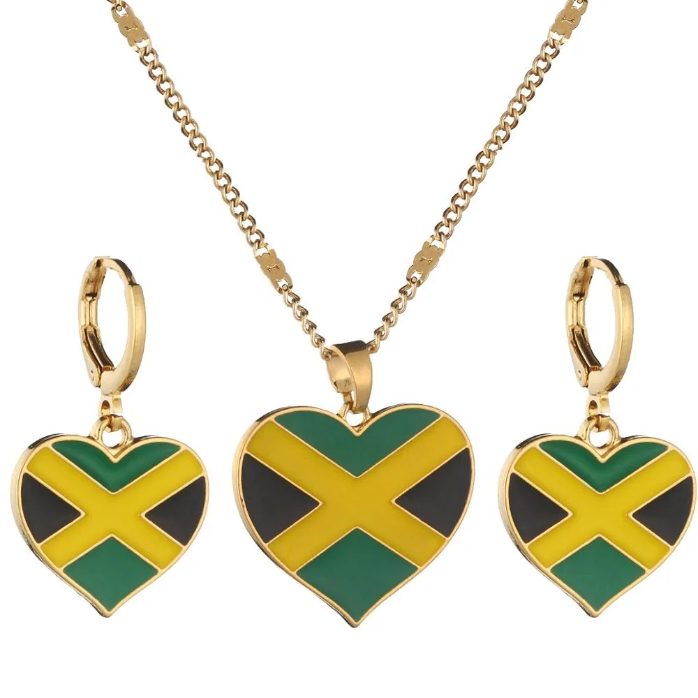 Trendy Jamaica Heart Map National Flag Pendant Necklaces Earrings Jamaican Jewelry Set
Trendy Jamaica Heart Map National Flag Pendant Necklaces Earrings Jamaican Jewelry Set