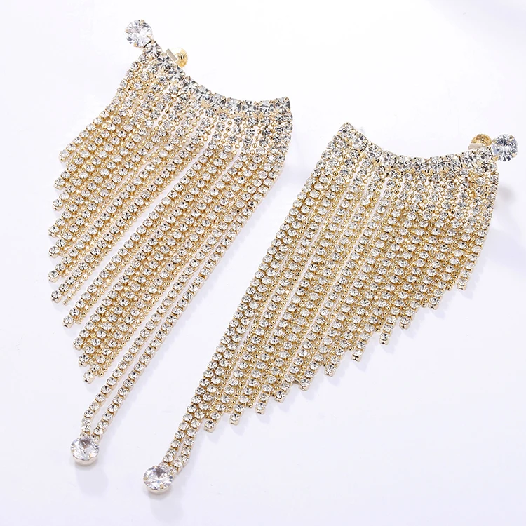 Hot Fashion Women Gold Plated Brass Clip on Earrings Long Pendant Mulity Tassel Cup Chain Clip Zircon Earrings, Picture
Hot Fashion Women Gold Plated Brass Clip on Earrings Long Pendant Mulity Tassel Cup Chain Clip Zircon Earrings, Picture
