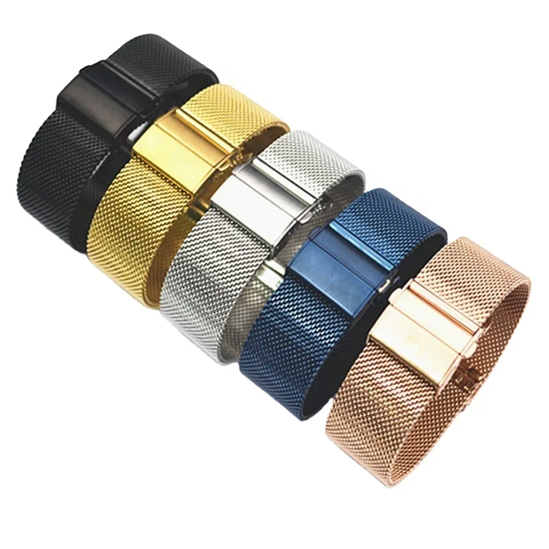 Quickrelease 16mm-22mm 304 stainless steel 0.6 wire mesh watch strap with deployment clasp buckle, Black/gold/rose gold/silver
Quickrelease 16mm-22mm 304 stainless steel 0.6 wire mesh watch strap with deployment clasp buckle, Black/gold/rose gold/silver