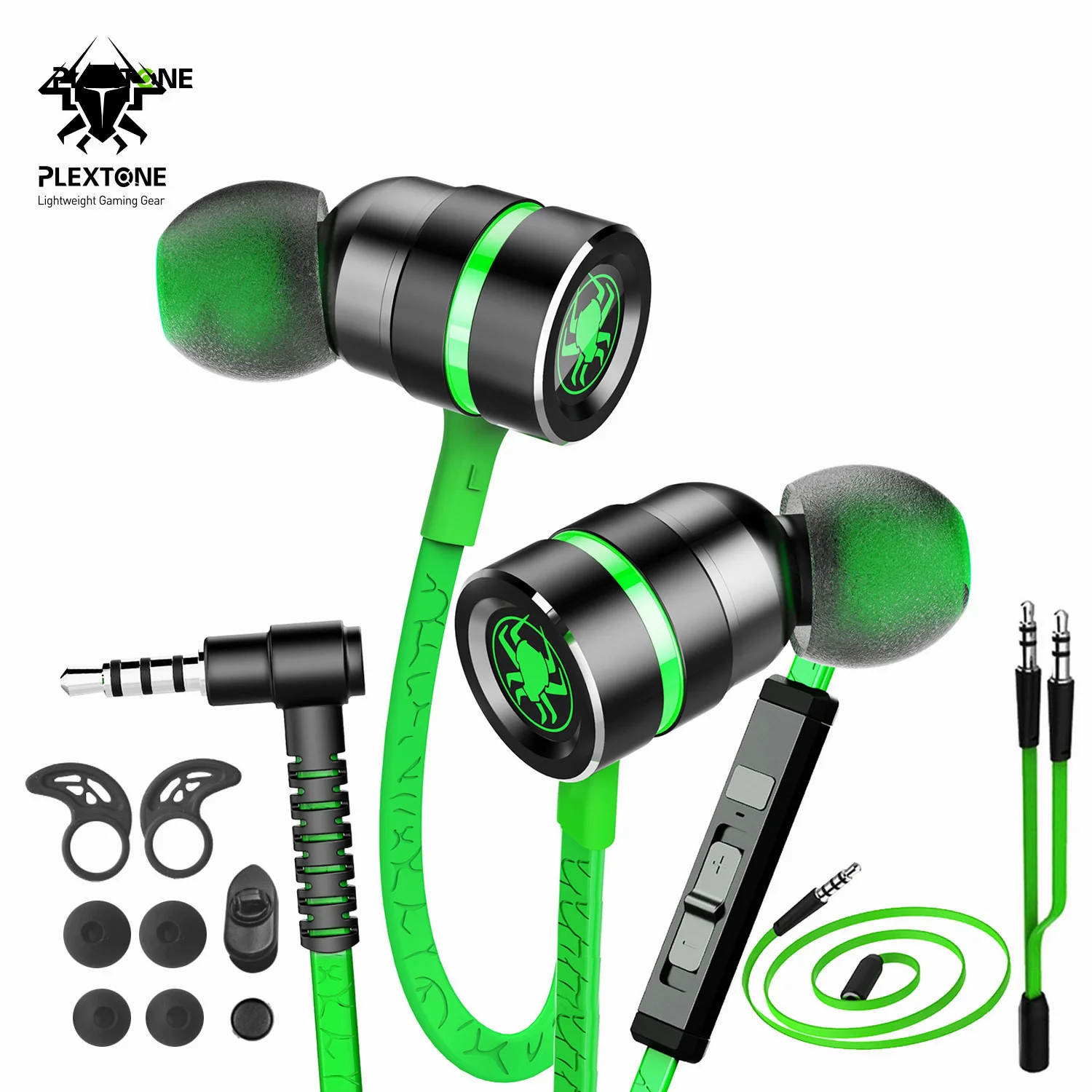 Gaming Earphone PLEXTONE G20 for mobile 3.5mm & TYPE-C in-ear Headphones Metal Bass headset for android systeam, Black red green
Gaming Earphone PLEXTONE G20 for mobile 3.5mm & TYPE-C in-ear Headphones Metal Bass headset for android systeam, Black red green