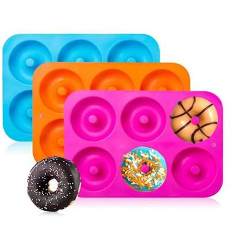 Silicone 6 Cavity Doughnut Mold Round Cake Mold, Blue/green/purple/rose/orange 
Silicone 6 Cavity Doughnut Mold Round Cake Mold, Blue/green/purple/rose/orange