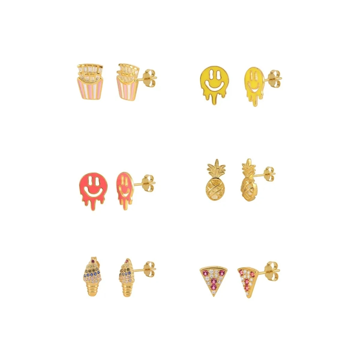 fashion jewelry 925 sterling silver earrings enamel drop oil fruit fast food smile face gold plated stud earrings for women
fashion jewelry 925 sterling silver earrings enamel drop oil fruit fast food smile face gold plated stud earrings for women