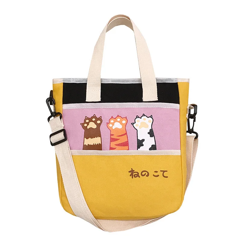 Cartoon canvas women's bag fashion cute cat claw messenger bag leisure versatile one shoulder shopping bag, Customizable
Cartoon canvas women's bag fashion cute cat claw messenger bag leisure versatile one shoulder shopping bag, Customizable