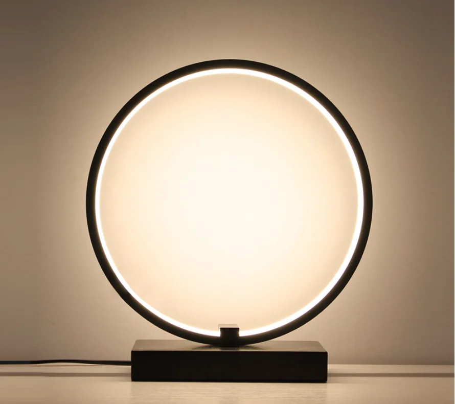 modern minimalist warm bedroom decor desk light dimmable round circle led table lamp