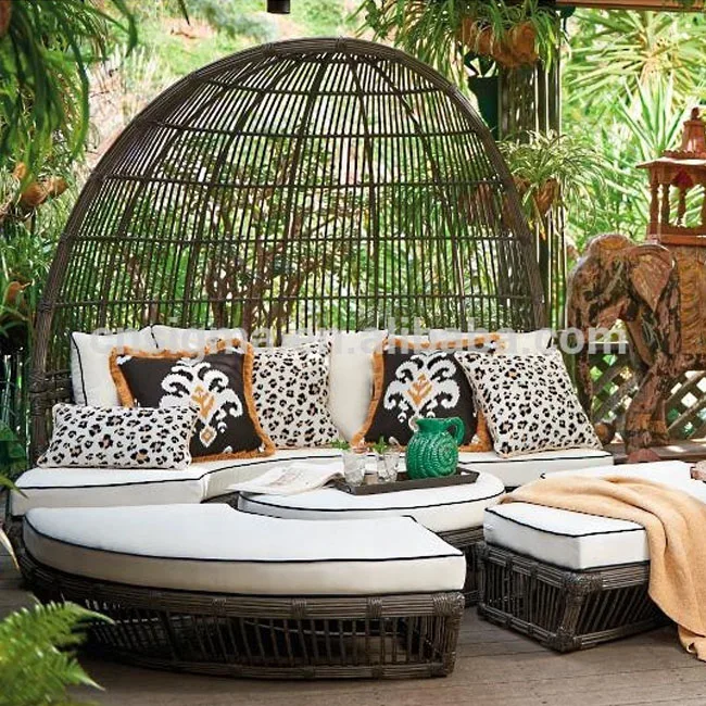 new design european style rattan furniture royal round bed bali bed outdoor