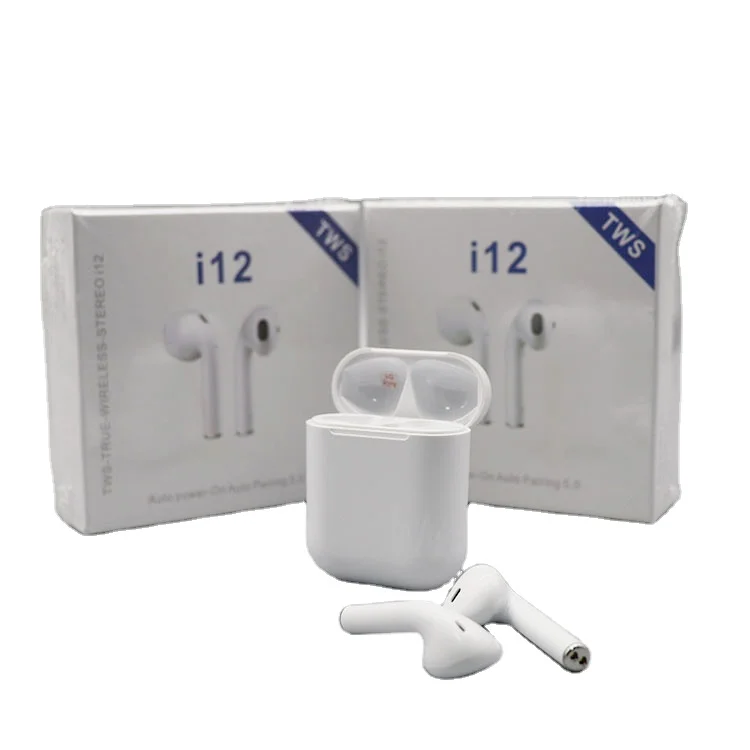 

High Quailty Novel wholesale wireless headset earphones wired 3.5mm BT headphones earphone i12, White