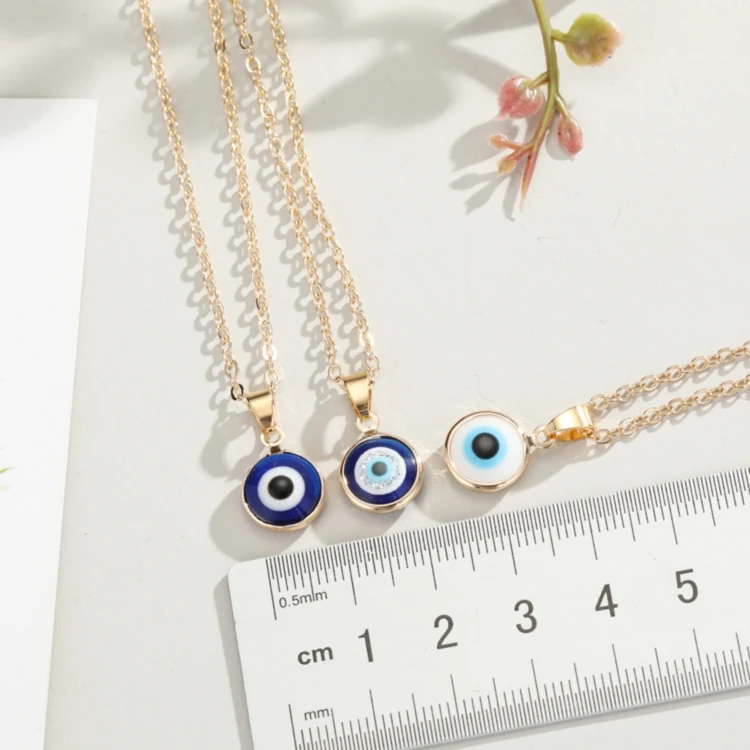 

fashion necklace 2021 trendy Jewelery 18k Gold Plated Circle Eyes Necklace Turkish Blue Evil Eyes Pendant enamel necklaces