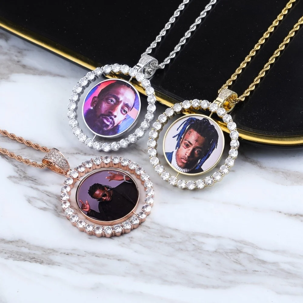 2021 Custom Made Photo Rotating double-sided Medallions Pendant Necklace With Rope Chain Zircon Men's Hip-hop Jewelry gift, Silver,gold,rose
2021 Custom Made Photo Rotating double-sided Medallions Pendant Necklace With Rope Chain Zircon Men's Hip-hop Jewelry gift, Silver,gold,rose