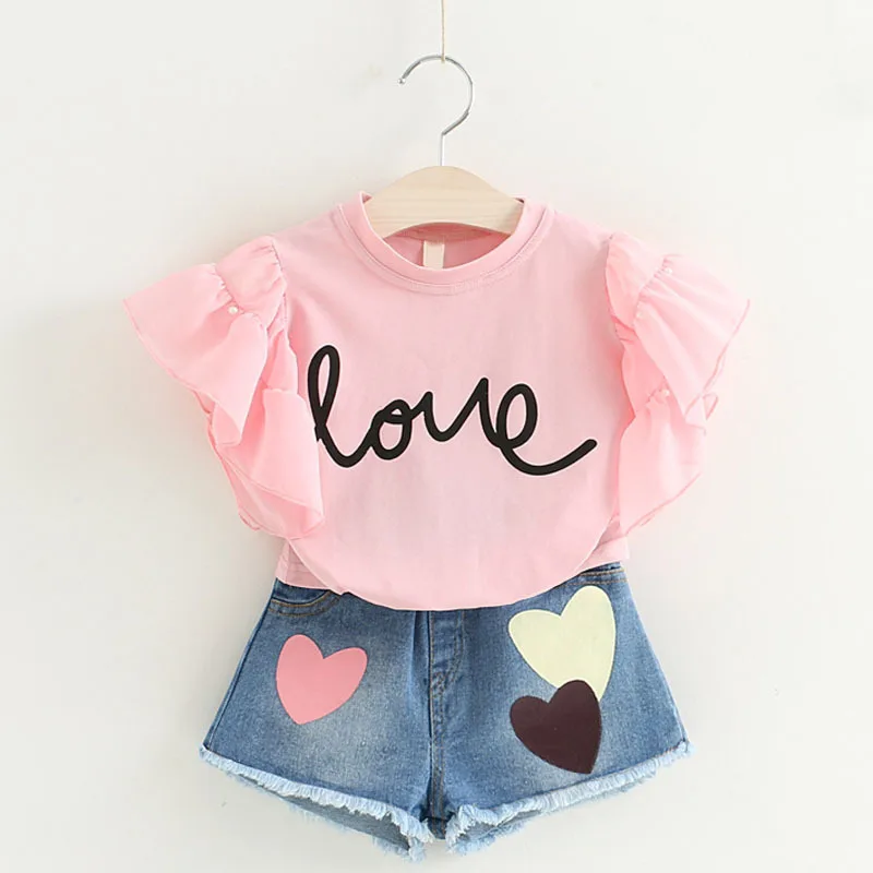 Wholesale Fancy Kids t-shirt Denim Jeans Shorts Outfits Tee Girl Clothing Set, Picture
Wholesale Fancy Kids t-shirt Denim Jeans Shorts Outfits Tee Girl Clothing Set, Picture
