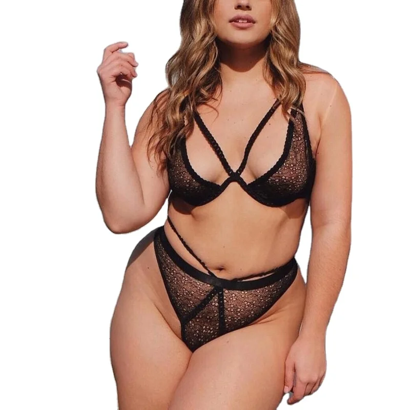Sexy lingerie three-point Suit Black Lace suspender pajamas plus size two piece lingerie
Sexy lingerie three-point Suit Black Lace suspender pajamas plus size two piece lingerie