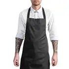 黒エプロンセットプロモーションカスタマイズされたポリエステル綿のシェフの調理キッチンエプロン調整可能なボタンで