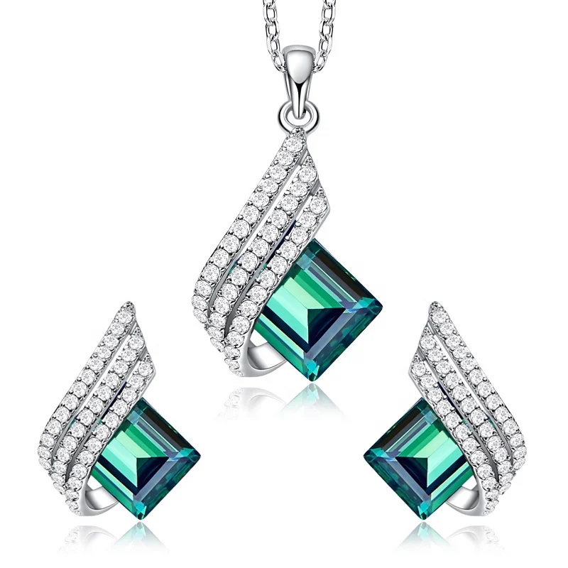 925 Silver Crystal Stone Necklace And Earring Women Bridal Wedding Fashion Jewelry Set
925 Silver Crystal Stone Necklace And Earring Women Bridal Wedding Fashion Jewelry Set