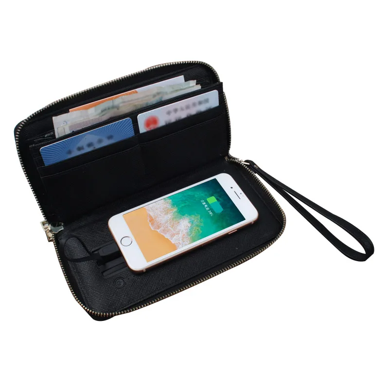 corporate gift for men pu leather wireless charge zipper wallet card holder portable slimmest mini waterproof wallet power bank, Black, blue, red, customized 
corporate gift for men pu leather wireless charge zipper wallet card holder portable slimmest mini waterproof wallet power bank, Black, blue, red, customized