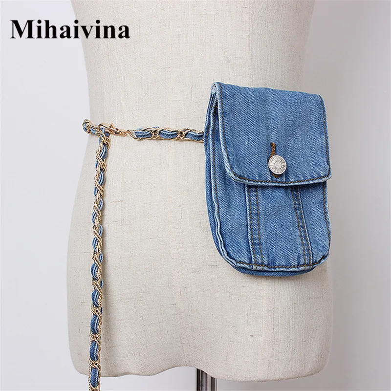 Fanny Pack For Women Denim Waist Belt Bag Chain Shoulder Bag Hip Hop Waist Pack, Blue/blue gray
Fanny Pack For Women Denim Waist Belt Bag Chain Shoulder Bag Hip Hop Waist Pack, Blue/blue gray