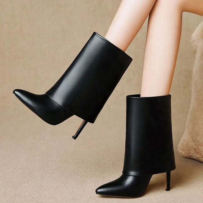 Solid Folding Design Pointed Toe Booties for Women Thin High Heel Slip-on Short Shoes Fashion Western Plus Size 43 Ankle Boots, Black ,chocolate
Solid Folding Design Pointed Toe Booties for Women Thin High Heel Slip-on Short Shoes Fashion Western Plus Size 43 Ankle Boots, Black ,chocolate