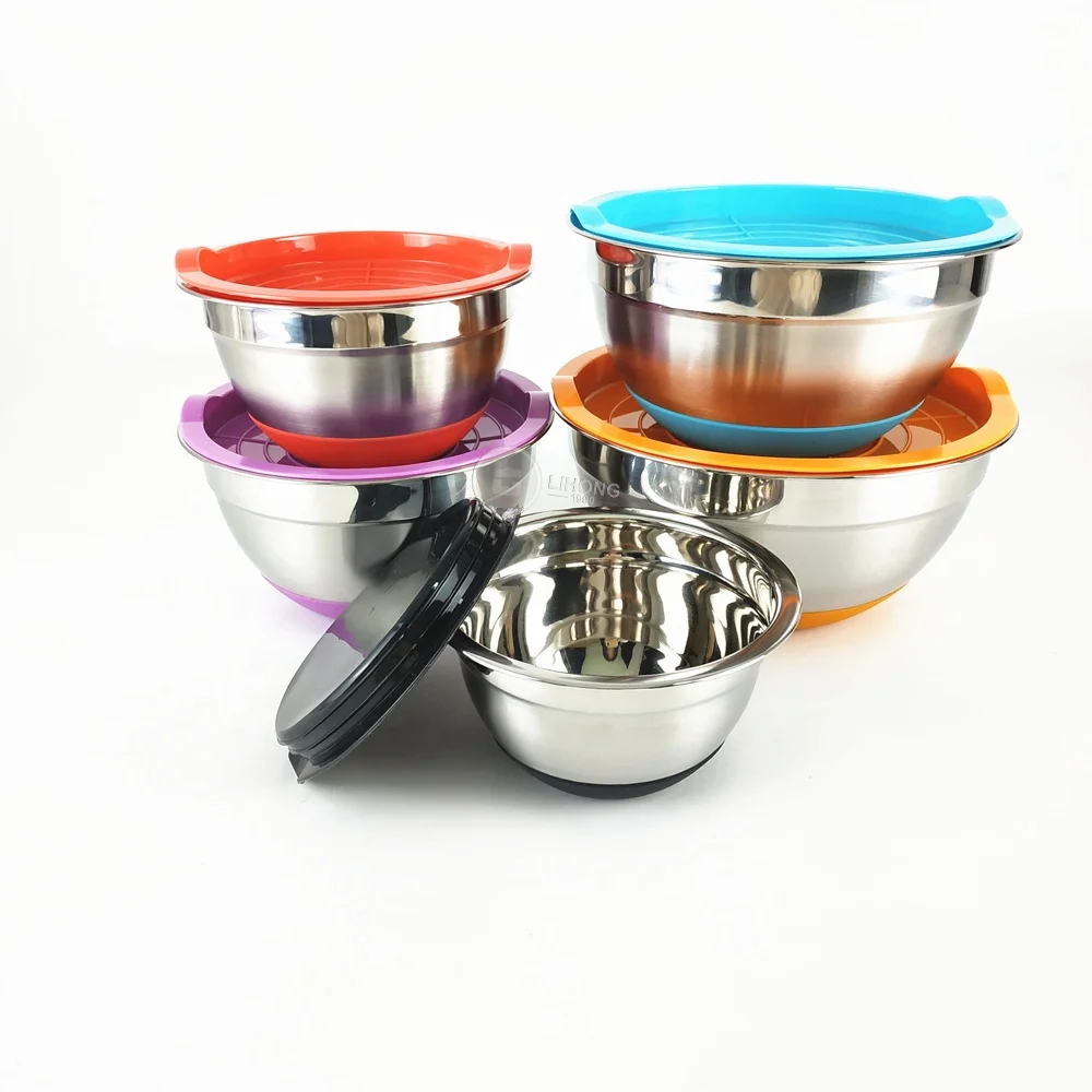 Personalized cake mixing bowl with silicone bottom Stainless Steel Mixing Bowls multi color mixing bowl
Personalized cake mixing bowl with silicone bottom Stainless Steel Mixing Bowls multi color mixing bowl