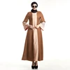 Long Dress Cardigan Chocolate Color Islamic Clothing Long Sleeve Maxi Dress For Muslim Women