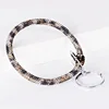 Wholesale Personalized Silicone Diamond Round Bracelet Key Holder Fashion Trend Leopard Rhinestone Glitter Wristlet Keychain