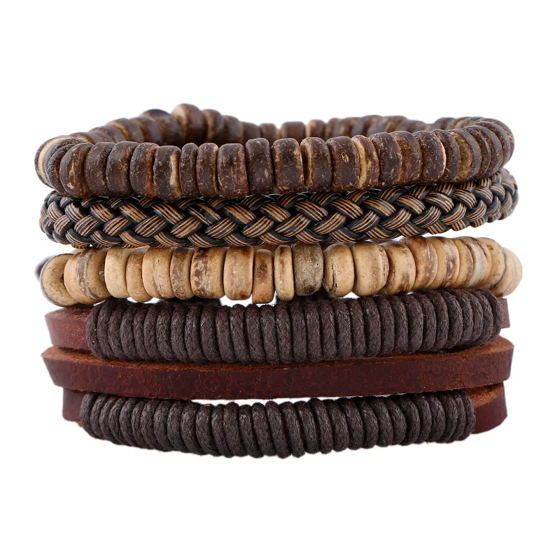 Simple Vintage Beaded Bracelets Set Handmade Braided Genuine Leather Wooden Bracelets For Men and Women
Simple Vintage Beaded Bracelets Set Handmade Braided Genuine Leather Wooden Bracelets For Men and Women