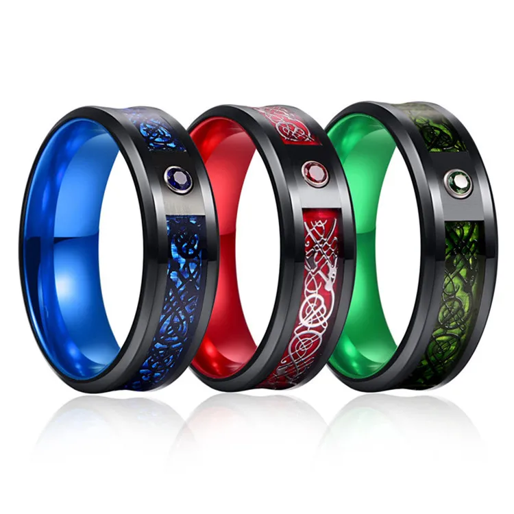 Customizable luminous titanium steel black dragon inlaid men's wedding ring dragon ring jewelry ring
Customizable luminous titanium steel black dragon inlaid men's wedding ring dragon ring jewelry ring