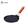 Fold handle top selling preseasoned cast iron grill pan
