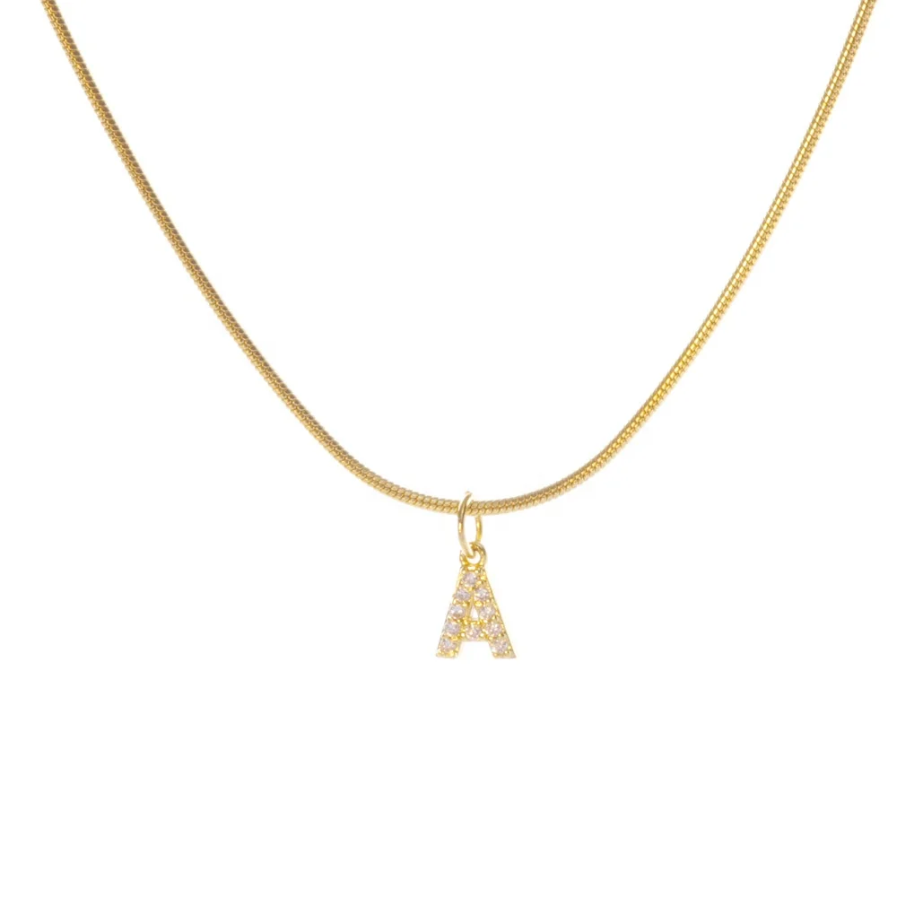 New gold plated 26 letters necklace ladies hip-hop stainless steel round snake bone chain
New gold plated 26 letters necklace ladies hip-hop stainless steel round snake bone chain