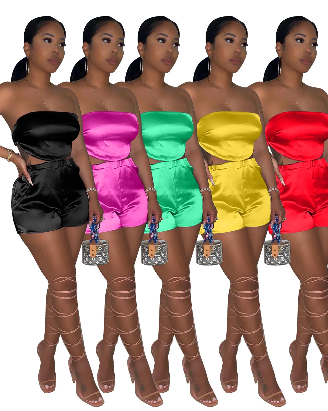 women shinny silk summer 2 piece set off shoulder crop top sexy women casual summer workout outfit clothing, Custom choose
women shinny silk summer 2 piece set off shoulder crop top sexy women casual summer workout outfit clothing, Custom choose