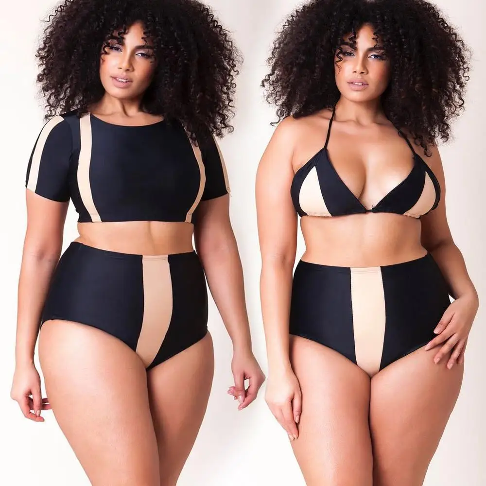 Hot colorblock tummy control sleeves bathing suits plus size women swimwear sexy bikini, Black
Hot colorblock tummy control sleeves bathing suits plus size women swimwear sexy bikini, Black