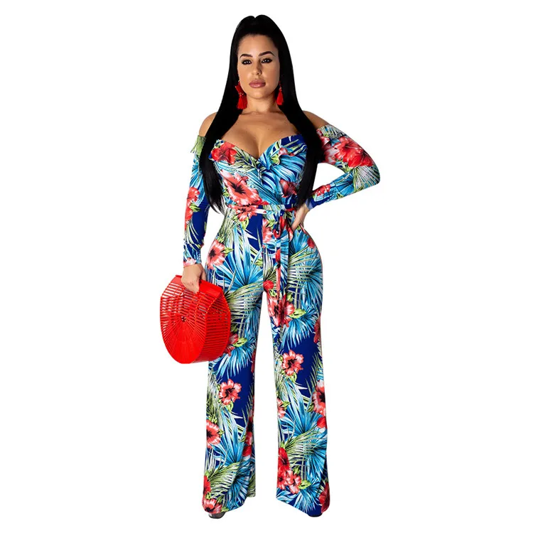 Fall new style women sexy bandage flower printed long sleeve flounce off the shoulder jumpsuit
Fall new style women sexy bandage flower printed long sleeve flounce off the shoulder jumpsuit