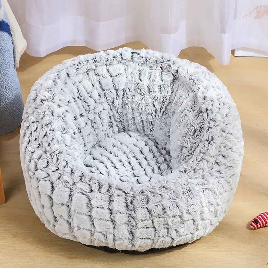 Dog Round Cat Winter Warm Sleeping Bag Long Plush Soft Pet Bed Calming Bed House Comfortable Cat Litter Sleeping Bed